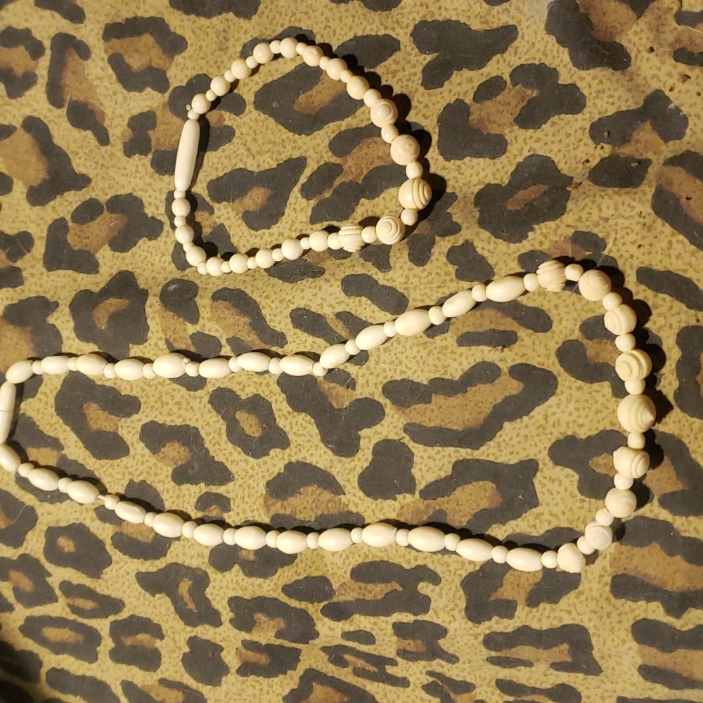 Real bone necklace and matching bracelet